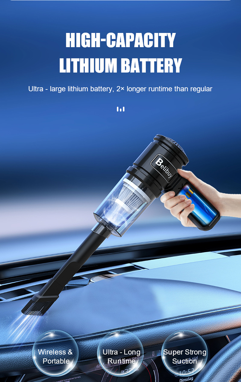 Factory Direct Supply Cross-Border Hot-Selling Car Vacuum Cleaner Wireless Charging Model Dust Remover Trade Model Handheld Vacuum Cleaner