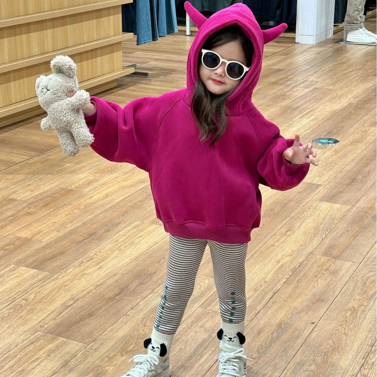 2023 Winter New Kids' Clothing Korean Style Kids' Clothing Cute Little Demon Padded Sweatshirt Thick Sweatshirt
