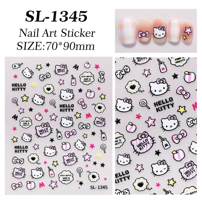可爱KT猫美甲贴纸5D浮雕立体卡通hellokitty猫指甲贴纸饰品 SL款|undefined