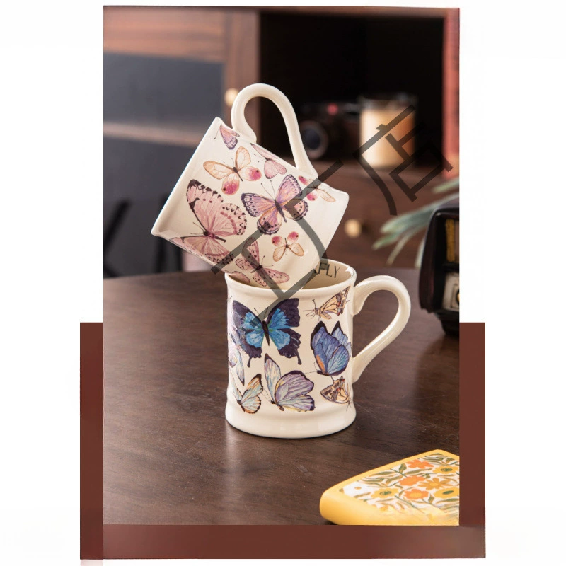 Чашка-бабочка, офисная кружка для питья, красивый подарок, керамический подарок для девочек, чашка для воды, домашняя французская ретро