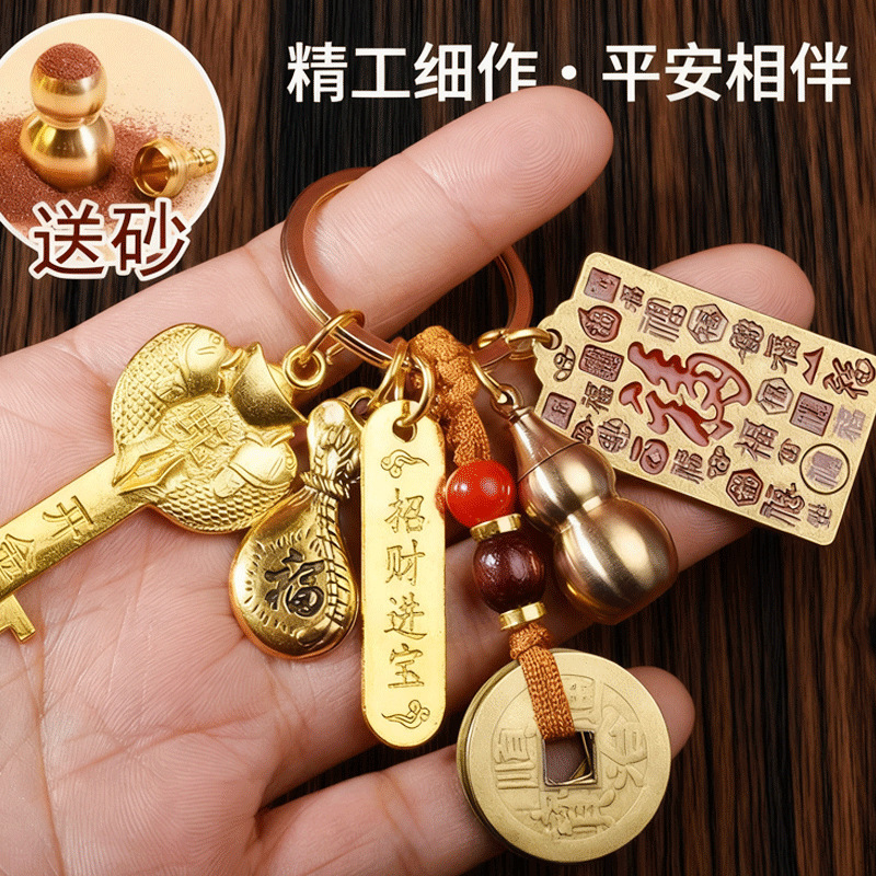 Factory Direct Hot-Selling Zodiac Gold Vault Key Heavenly Official Blessing Keychain Pendant Birth Year Keychain Factory Direct Hot-Selling Zodiac Gold Vault Key Heavenly Official Blessing Keychain Pendant Birth Year Keychain