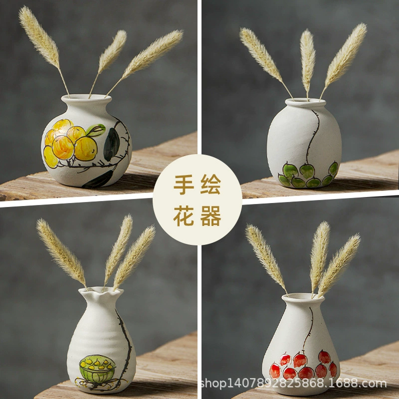 Jingdezhen рисованной керамические цветочные изделия мясистые медные деньги гидропонные столешницы мини-вазы ins ретро-украшения