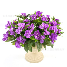 跨境仿真花植物凤仙花假花家居装饰室外庭院杜鹃花摆件人造花批发