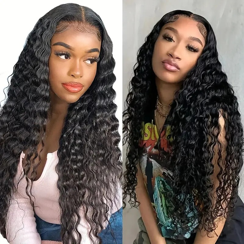 Amazon Black Long Curly Wig for Women with Middle Parting Cross-Border African Small Curly Hair Corn Perm Full Headgear