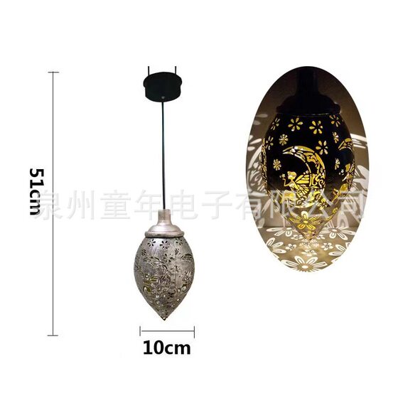 in stock factory direct iron waterproof solar lamp water drop lamp outdoor garden courtyard hollow decorative projection lamp