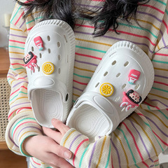 2023夏季新款情侶沙灘涼鞋透氣洞洞鞋厚底鏤空外穿拖鞋女一件代發