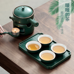 2F陶瓷溫茶爐茶壺茶具套裝家用日式功夫茶具側把壺蠟燭溫茶器暖茶