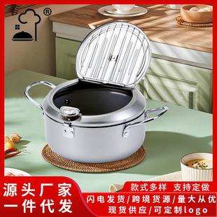 Tempura Fryer Household Small Fuel-Saving Temperature-Controlled Small Fryer for Gas Japanese-Style Multi-Functional Fryer with Filter