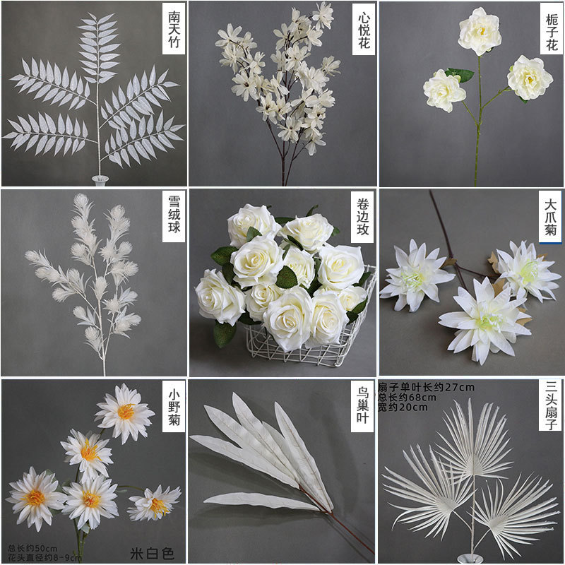 Artificial Misty White Wedding Flowers, Rime Wedding Hall Decoration, Aisle Flower Arrangement, Ceiling Fake Flowers, Plastic Flowers