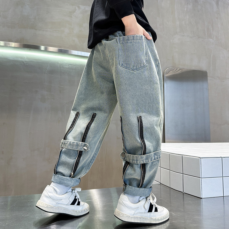 2024 New Design Boys' Spring Casual Jeans for Older Kids&mdash;Retro-Style Children's Wear