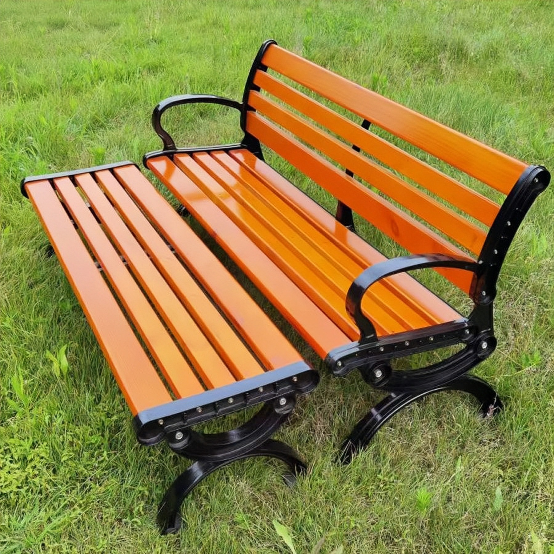 Park Chair Outdoor Bench Outdoor Leisure Backrest Chair Anti-corrosion Solid Wood Zinc Alloy Seat Courtyard Community Bench