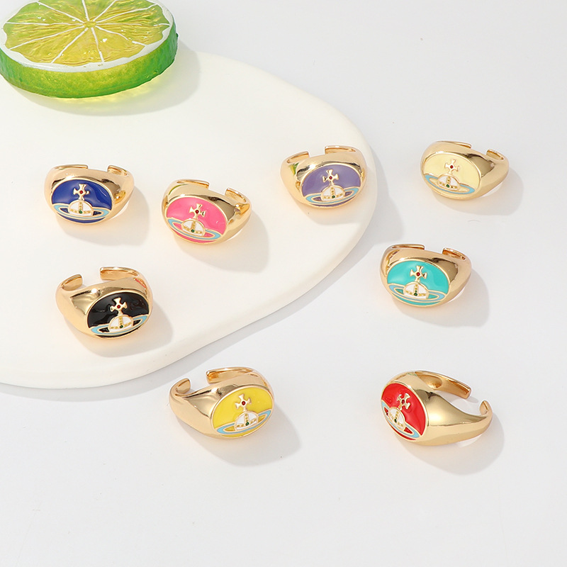 Basic Heart Shape Copper Enamel Open Ring 1 Piece