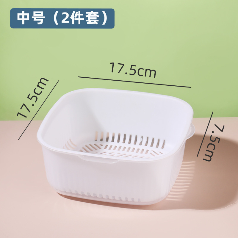 新しい二重層の厚みのある野菜バスケットキッチン果物と野菜家庭用フルーツプレート水フィルター野菜排水リビングルームプラスチックフルーツ|undefined