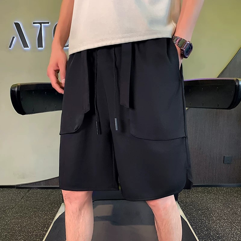 Men's Thin Casual College Style Loose Fit Cargo Shorts Trendy Versatile Functional 5 Inch_viptrois.com