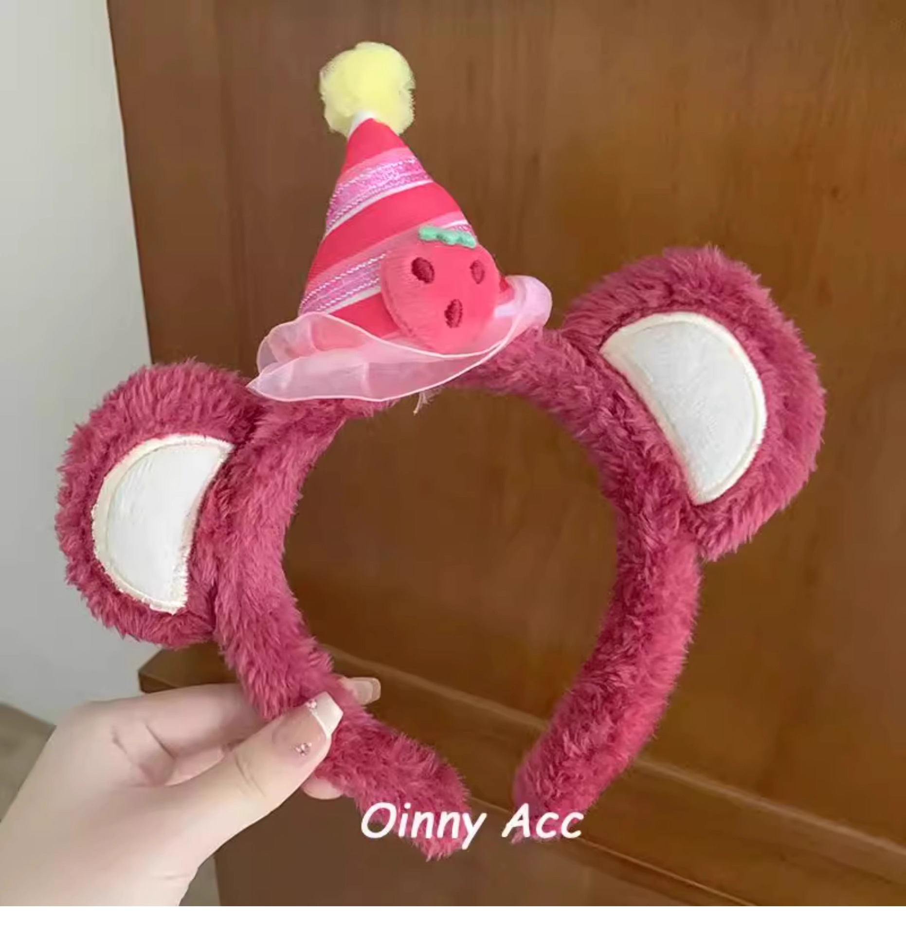 Fg297-strawberry bear birthday hat
