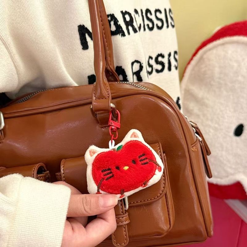 卡通猫咪苹果毛绒钥匙扣学生奖励礼品幼儿园书包包挂饰儿童小礼物|undefined