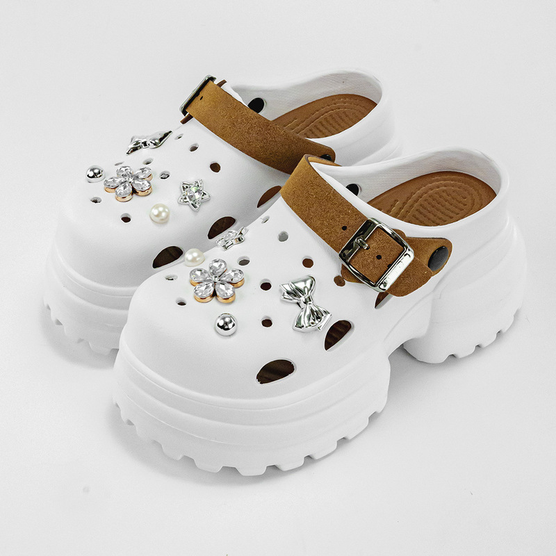 New Rhinestone Flower Height-Increasing 10cm Fashion Versatile Closed-Toe Clogs for Women, Outdoor Thick-Soled Non-Slip Sandals New Rhinestone Flower Height-Increasing 10cm Fashion Versatile Closed-Toe Clogs for Women, Outdoor Thick-Soled Non-Slip Sandals
