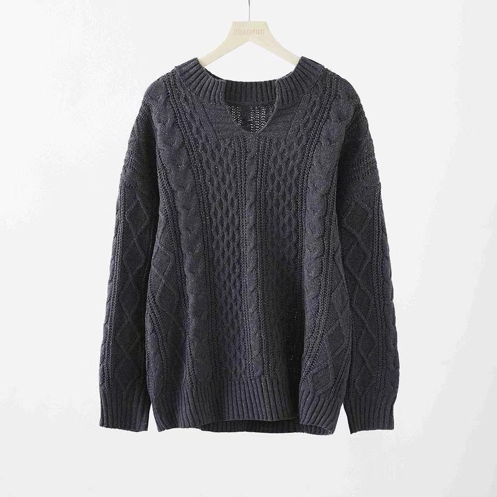 Women's Japanese autumn and winter loose round neck ladies cotton splicing pullover coat_voghion.com