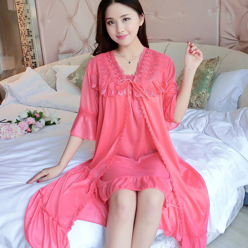 New Multi-Color Summer Ladies Sexy Fat mm Plus Fat Plus Size Ice Silk Two-Piece Lace Home Wear Suspender Pajamas