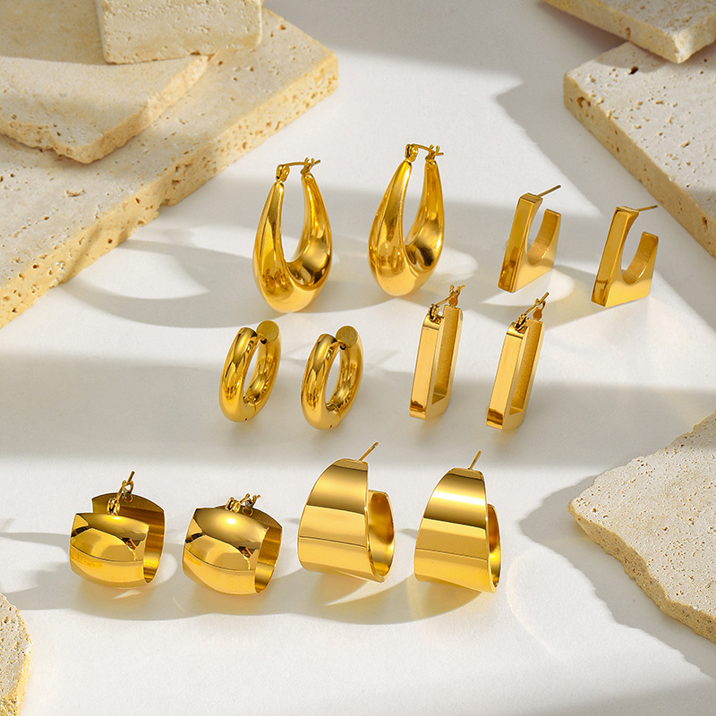 Geometric fashionable earrings stainless steel