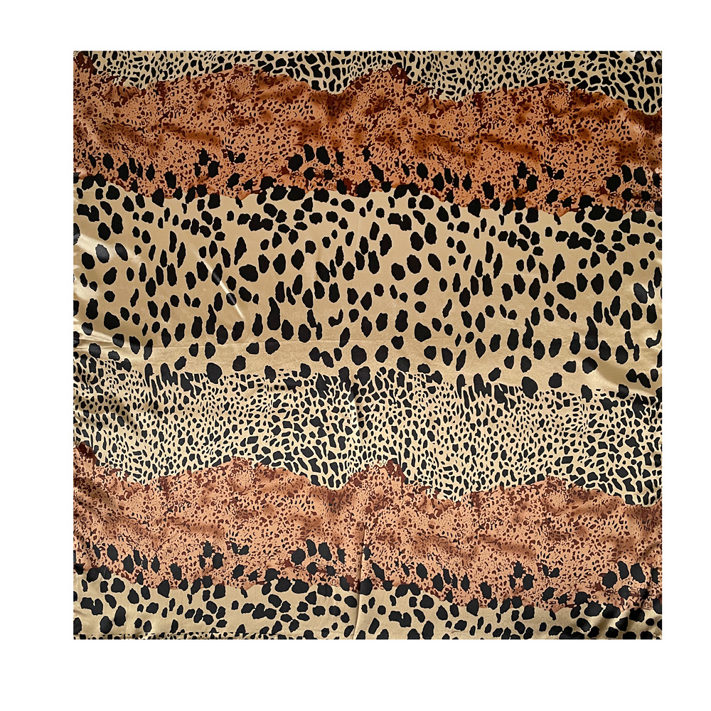 Leopard Print Satin Square Scarf European Style Hijab Shawl_voghion.com