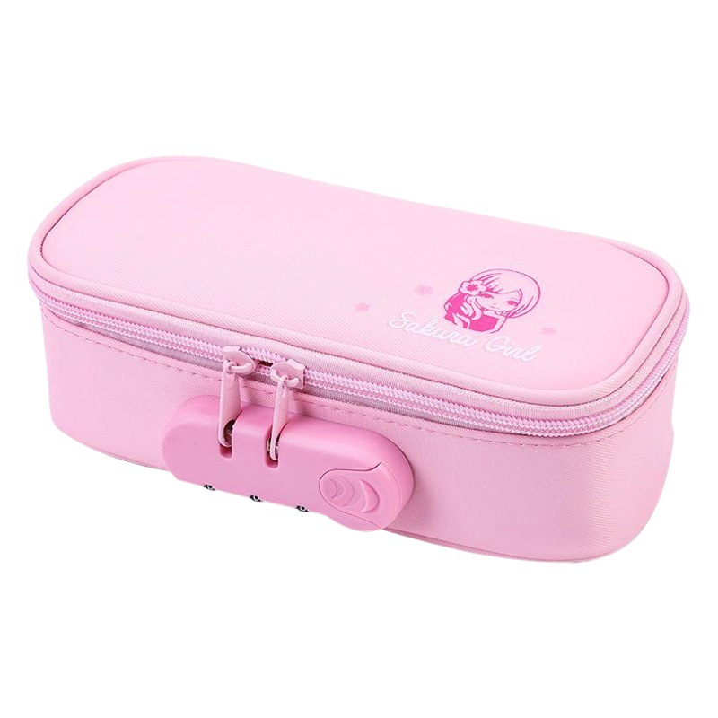 Estuche para lápices con bloqueo de código transfronterizo, bolsa de papelería multifuncional de cuatro capas de gran capacidad, caja de papelería antirrobo simple para estudiantes de primaria y secundaria