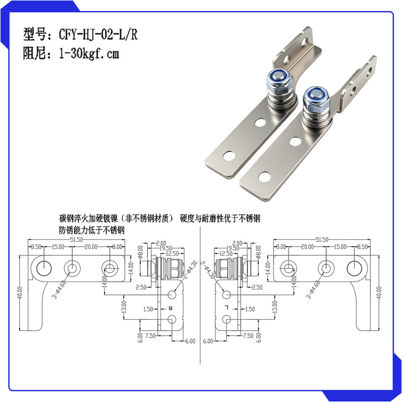 360度回転軸自由停止可動ヒンジHJ-01直線型調整可能トルク減衰軸装置|undefined
