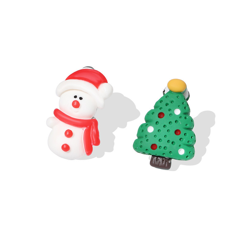 Cartoon Style Snowman Resin Kidu0027S Ear clips 1 Pair