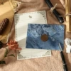 3 ocean blue envelopes + 8 white rabbit stationery + 3 fire paint seals [fire paint wax material]