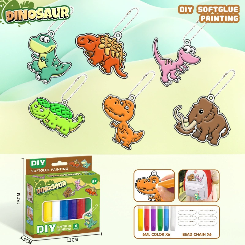 Набор для творчества: 3D-брелок-динозавр из кристаллической панели для рисования без выпекания, оптом