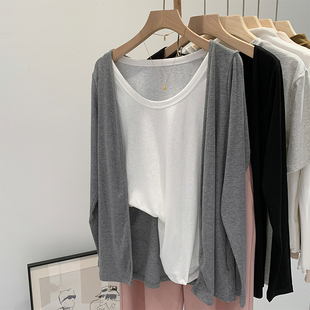 Lightweight Loose Sun Protection Cardigan for Women, Early Spring 2025 New Long-Sleeve Korean Style Thin Coat Black Top