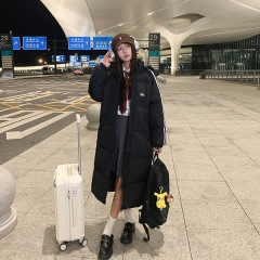 黑色宽松羽绒棉衣女过膝长款韩版加厚小个子冬季新款棉服外套爆款