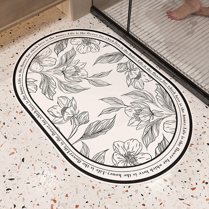 Water-absorbing and quick-drying technology cloth floor mats are easy to clean, bathroom door mats, bathroom non-slip door mats and are stain-resistant.