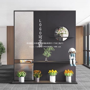 Simple Modern Living Room Office Partition Background Screen Company Entrance Front Desk Entrance Wind Blocking Mobile Image