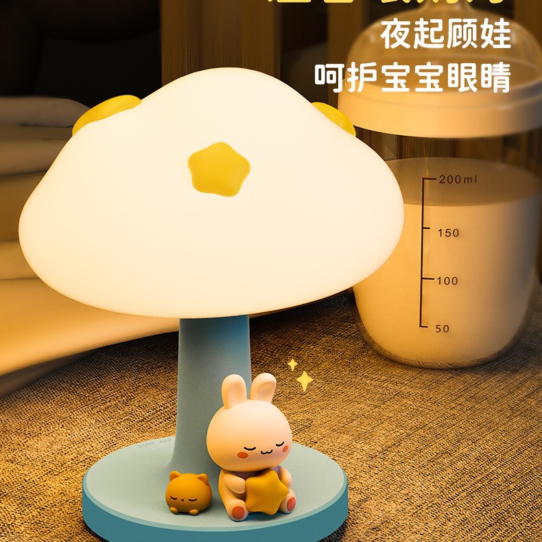 新款雲朵氛圍燈可三檔調光usb充電桌面擺件床頭嬰兒餵奶伴睡夜燈
