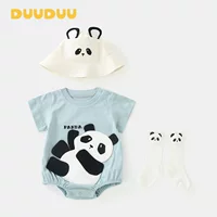 DUUDUU Panda 2025, новый стильный мужской и женский детский комбинезон с короткими рукавами, категория А, детская летняя тонкая одежда