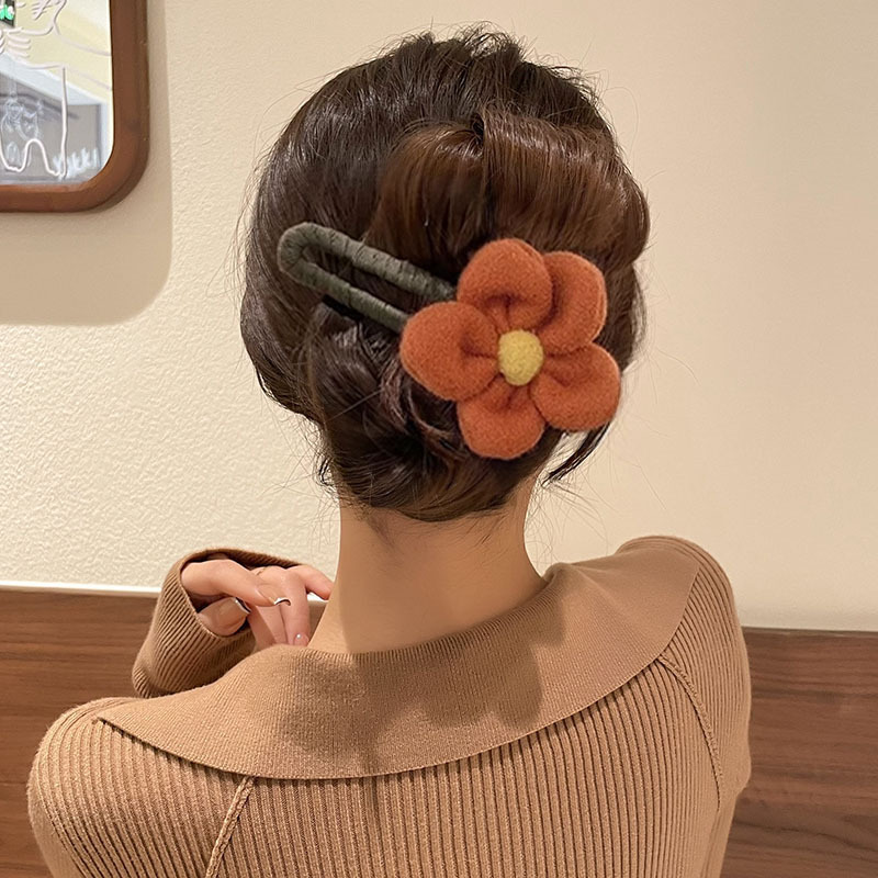 花朵鸭嘴夹盘发发夹女后脑勺2025新款咖色大号抓夹一字夹发卡头饰|undefined