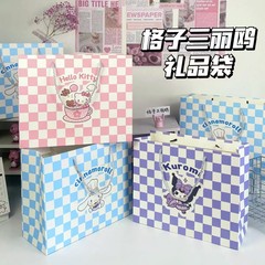 格子サンリオギフトバッグアニマル诞生日プレゼントギフト包装インスタ厚手ホワイトペーパーバッグポータブル丈夫収纳