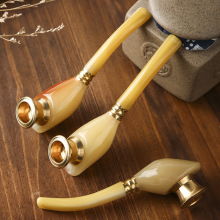 树脂过滤烟斗烟嘴批发厂家直销仿牛角烟斗烟丝粗细烟三用便携烟具