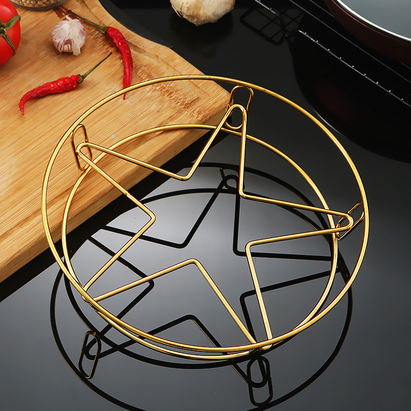 Estante de olla de acero inoxidable hogar multifuncional estrella de cinco puntas estante de vapor estante de olla herramientas de cocina almohadilla de aislamiento térmico estante de almacenamiento al por mayor