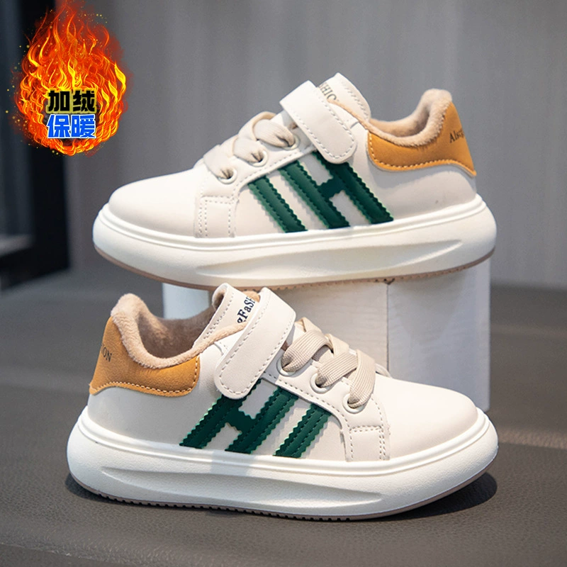 Детская обувь для досок, кроссовки на флисовой подкладке для мальчиков и девочек, новая зимняя утолщенная детская обувь из двух хлопков, непромокаемая теплая Повседневная обувь