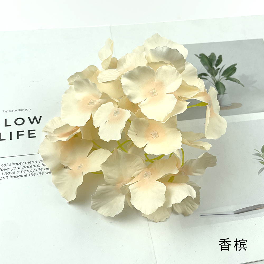 27 piezas de flores de hortenida de bodas, guía de diseño floral, sala de bodas, flores de fondo, flores falsas, flores de decoración de seda