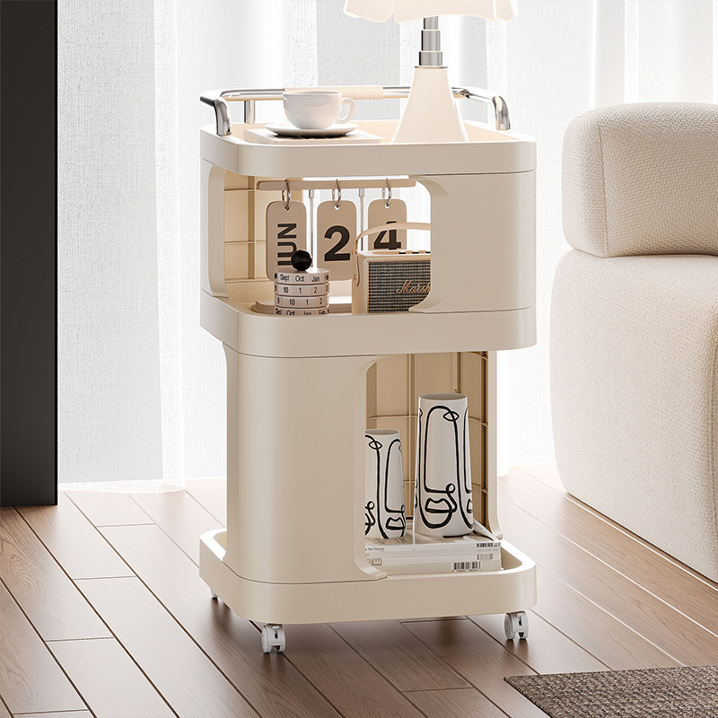Movable Side Table Trolley Storage Rack Installation-Free Multi-Functional Storage Rack Living Room Coffee Table Bedroom Storage Cabinet