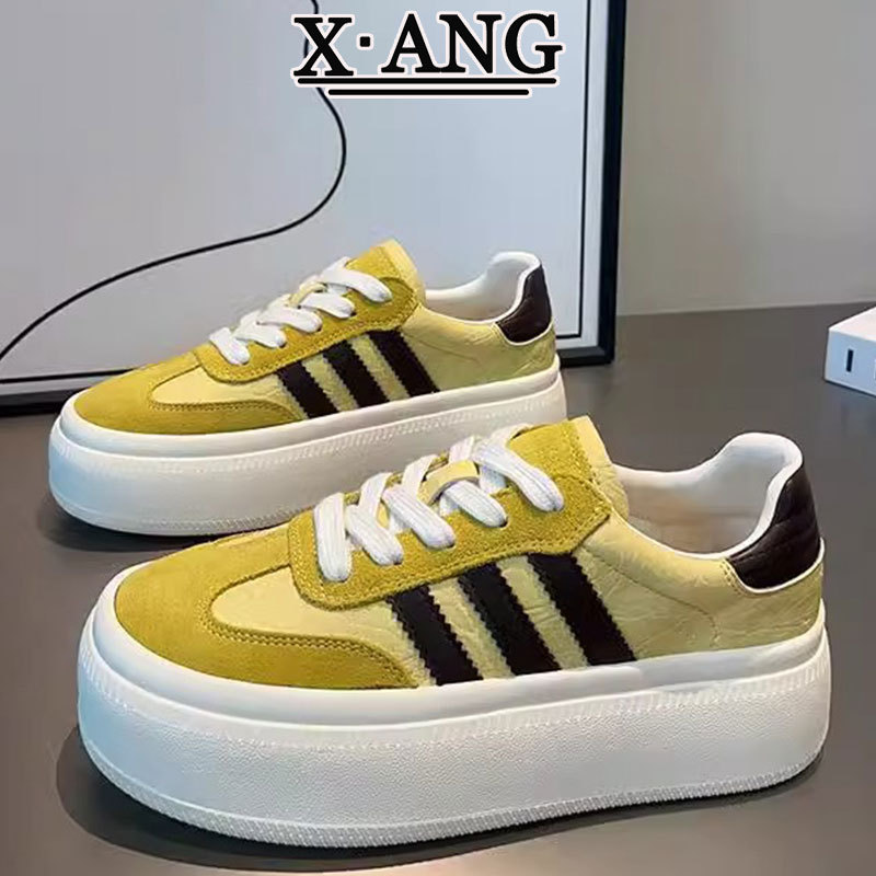 Genuine Leather German Training Shoes Women's Shoes All-match Thick-soled White Shoes Spring and Summer 2025 New Elevated Board Shoes Casual sneaker