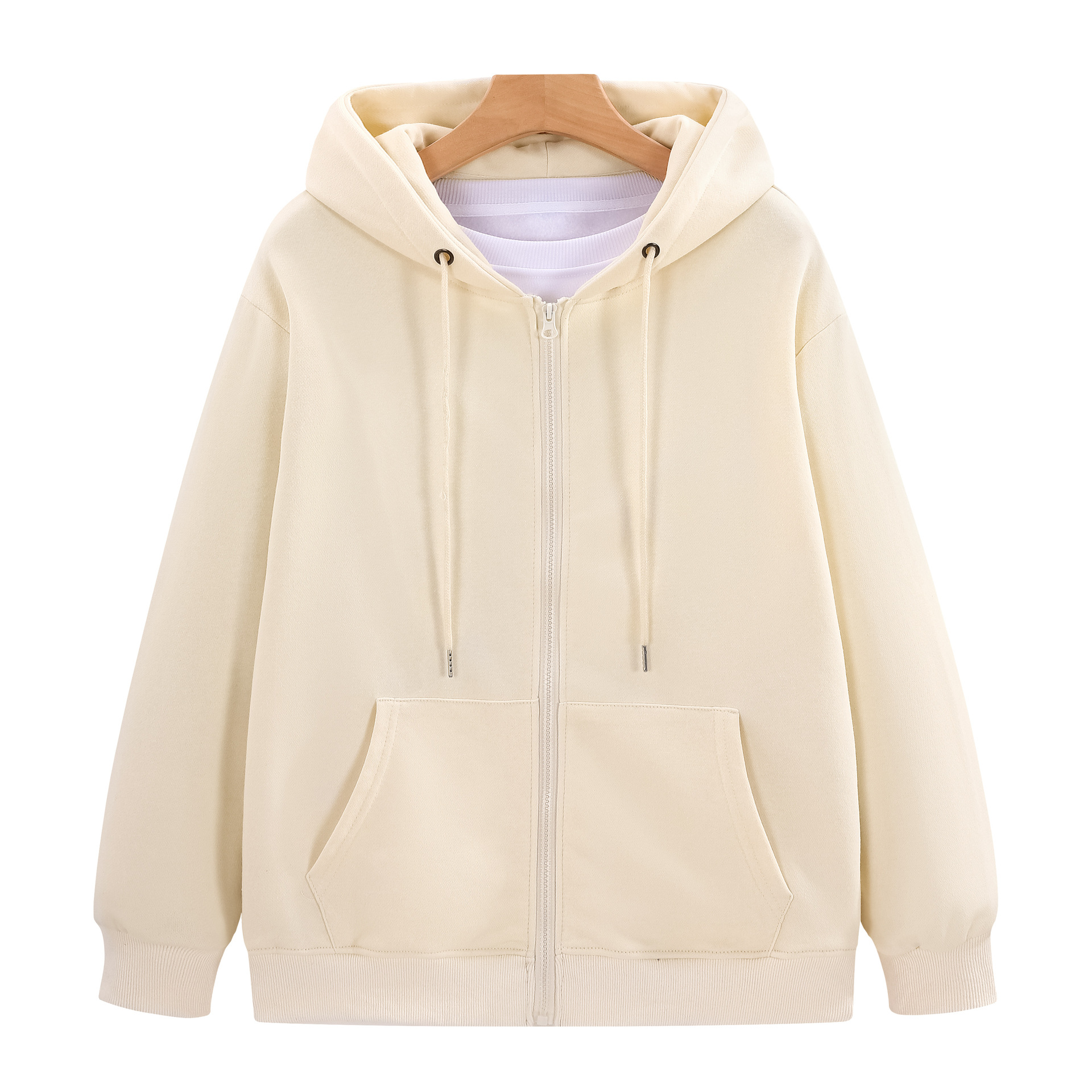 310G pesado camisa publicitaria de algodón grupo ropa de actividad con cremallera chaqueta con capuchón chaqueta suéter ropa de trabajo personalizada