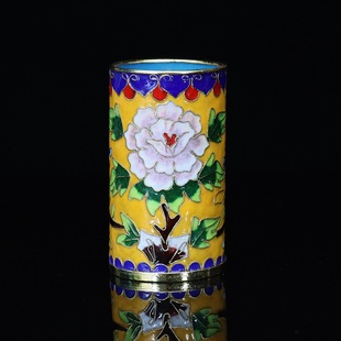 Beijing cloisonne arts and cultural gifts ornaments copper tire cloisonne enamel filigree silver blue 4 inch pen holder