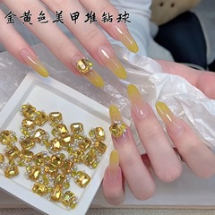 金黄色八角堆钻美甲饰品钻秋冬超闪小方糖堆堆钻球指甲装饰品配饰