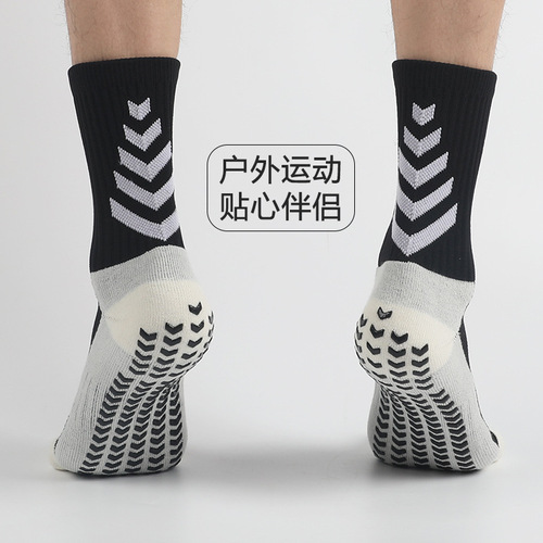 Glue Football Socks Men's Mid-Calf Sports Socks Running Socks Anti-Slip Silicone Thickened Towel Bottom Wear-Resistant Sweat Absorption 