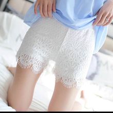 内穿外穿新款睫毛蕾丝双层安全裤女防走光可外穿打底保险三分裤女