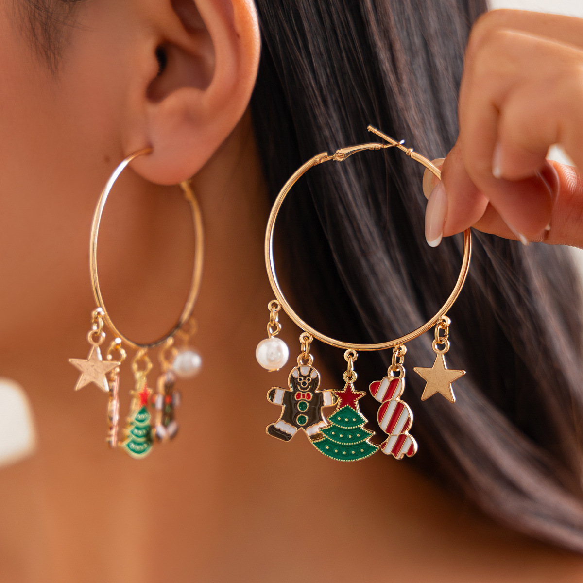 Bijoux de Noël mode cloche arbre de Noël collier lumière luxe style métal clavicule chaîne ensemble_voghion.com